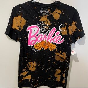 Barbie | New Barbie Halloween Spooky Bleach Dye Distressed Black & Hot Pink Tee